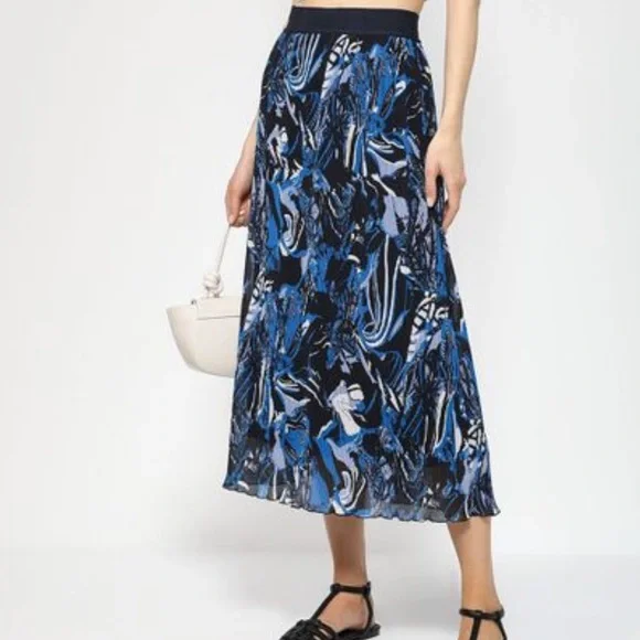 Boss Vapliso Elastic Waist Pleated Chiffon Midi Skirt Size 4 NWT